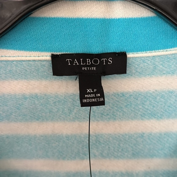Women’s Talbots Petites Pullover Sweatshirt with Collar Striped, XLP, Blue White - Picture 3 of 6